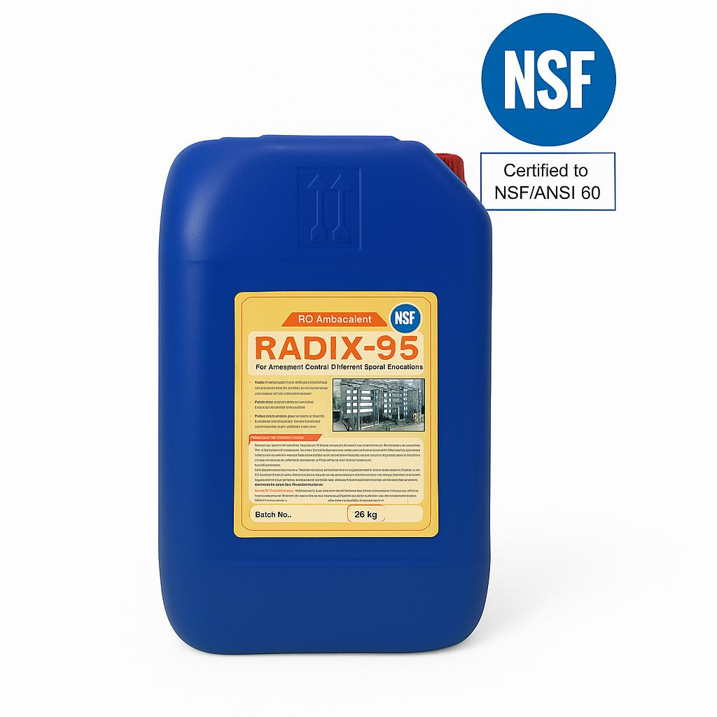 Radix 95 – High Silica Inhibition RO Antiscalant, NSF Certified – Acuro (25 Kg) | Effective Silica Control for RO Systems
