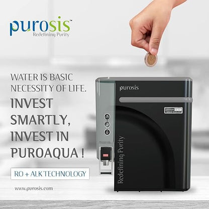 Purosis 321 9L RO + UV + CU Guard + Alkaline Enhancer + Mineral Water Purifier (Black)